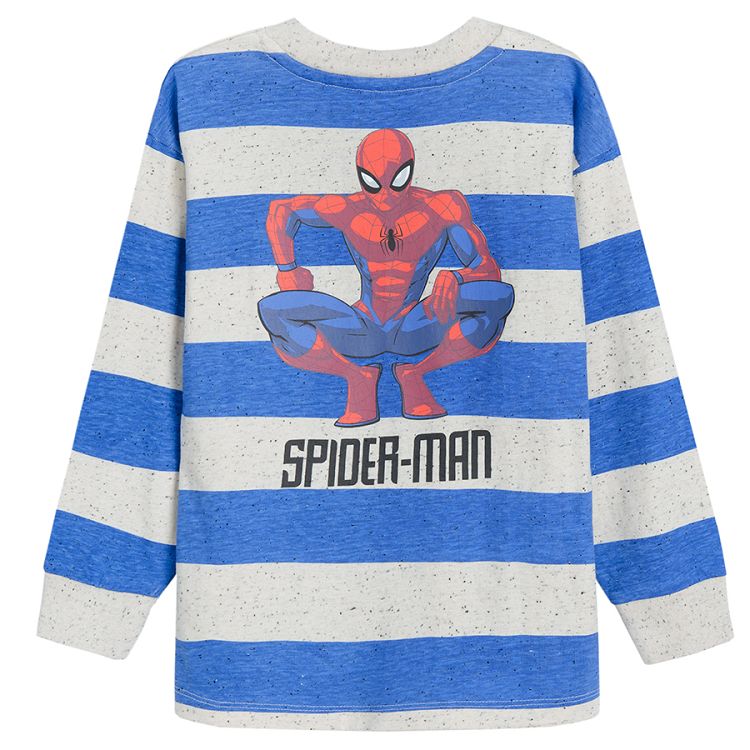 Μπλούζα μακρυμάνικη ριγέ γαλάζιο λευκό με στάμπα Spiderman
