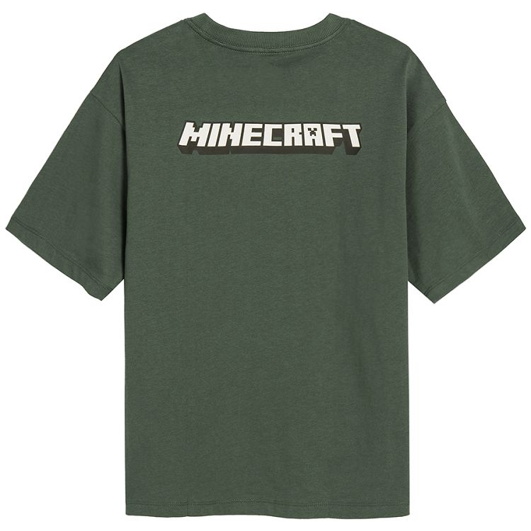 Μπλούζα κοντομάνικη σκούρο πράσινο με στάμπα Minecraft