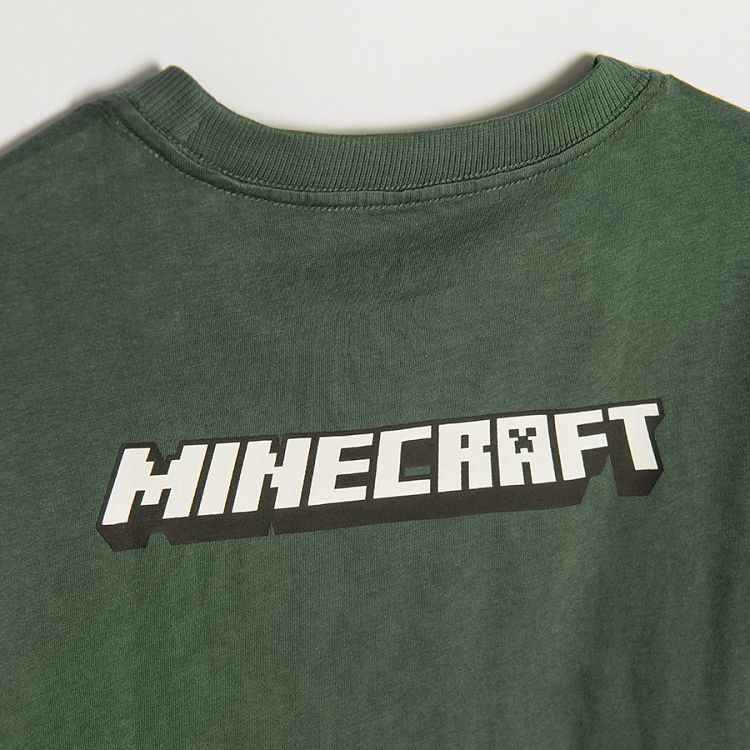 Μπλούζα κοντομάνικη σκούρο πράσινο με στάμπα Minecraft