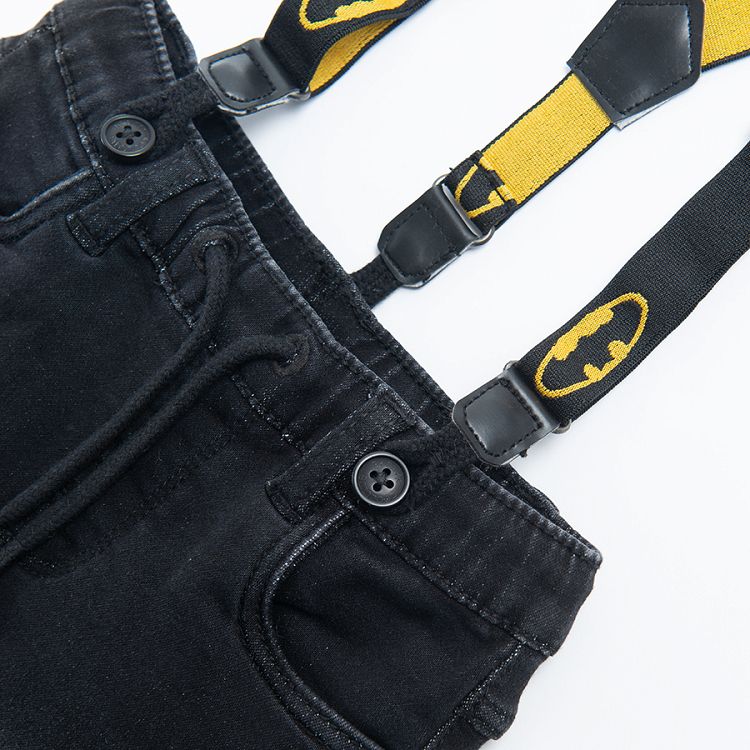 Παντελόνι τζιν γκρι με τιράντες και στάμπα Batman
