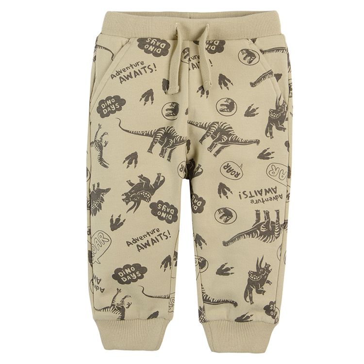 Jurassic World grey and khaki jogging pants with adjustable waist- 2 pack