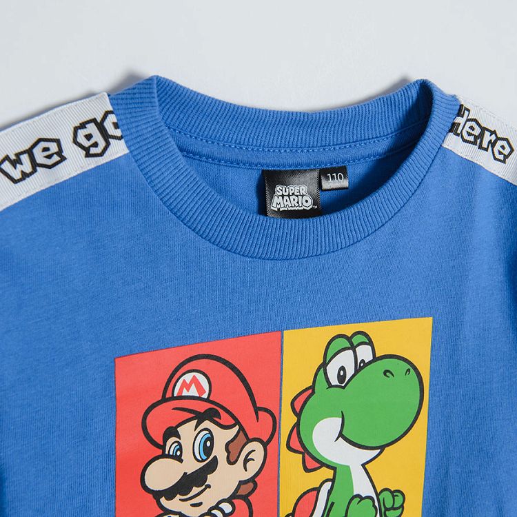 Μπλούζα μακρυμάνικη μπλε με στάμπα Super Mario