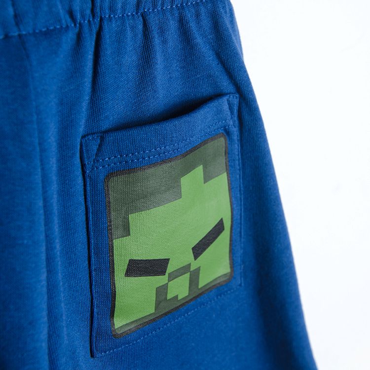 Minecraft blue shorts with adjustable waist