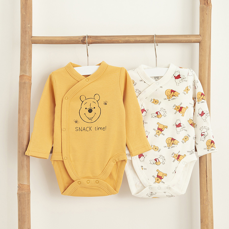Winnie the Pooh white and yellow long sleeve bodysuits- 2 pack