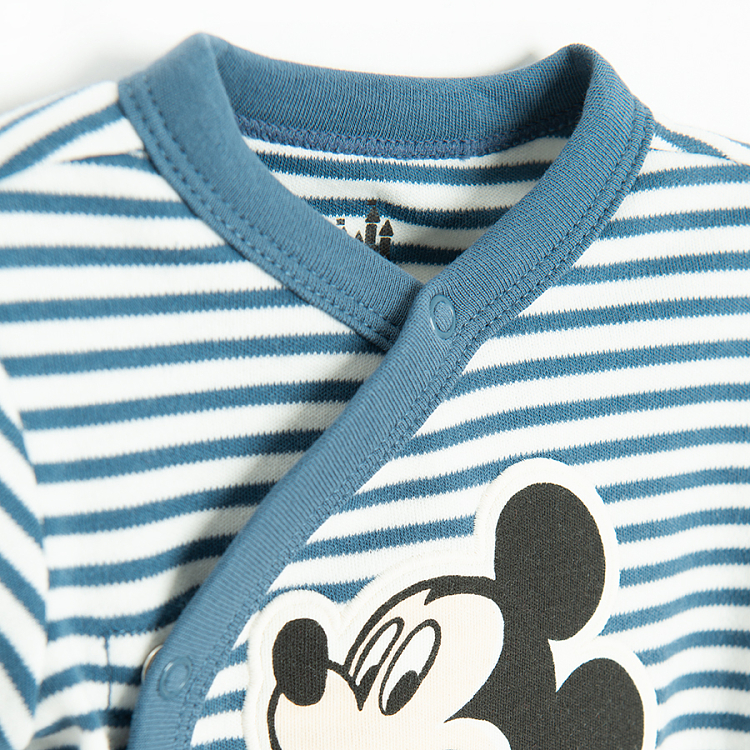 Mickey Mouse and Friends white and striped short sleeve bodysuits- 2 pack