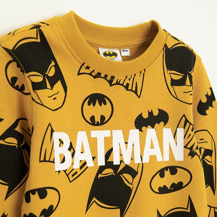Σετ φόρμας φούτερ κίτρινο με στάμπα BATMAN και παντελόνι μαύρο
