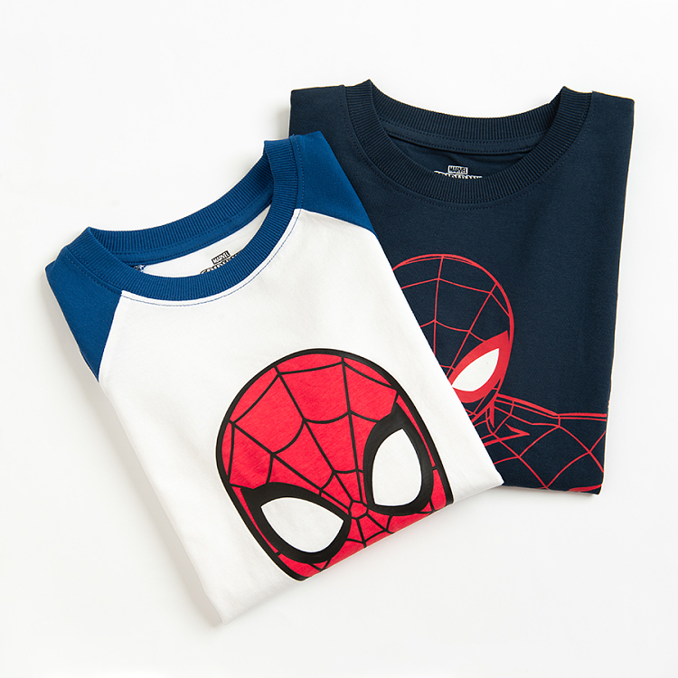 Spiderman blue and white long sleeve blouses- 2 pack