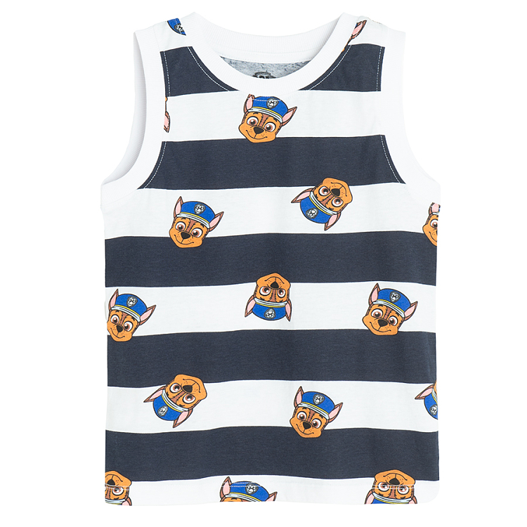 Paw Patrol yellow and blue and white striped sleeveless T-shirts- 2 pack