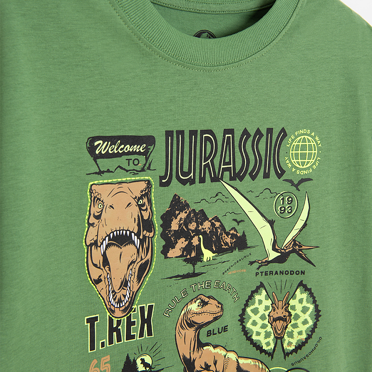 Jurassic World green T-shirt with dinosaurs print
