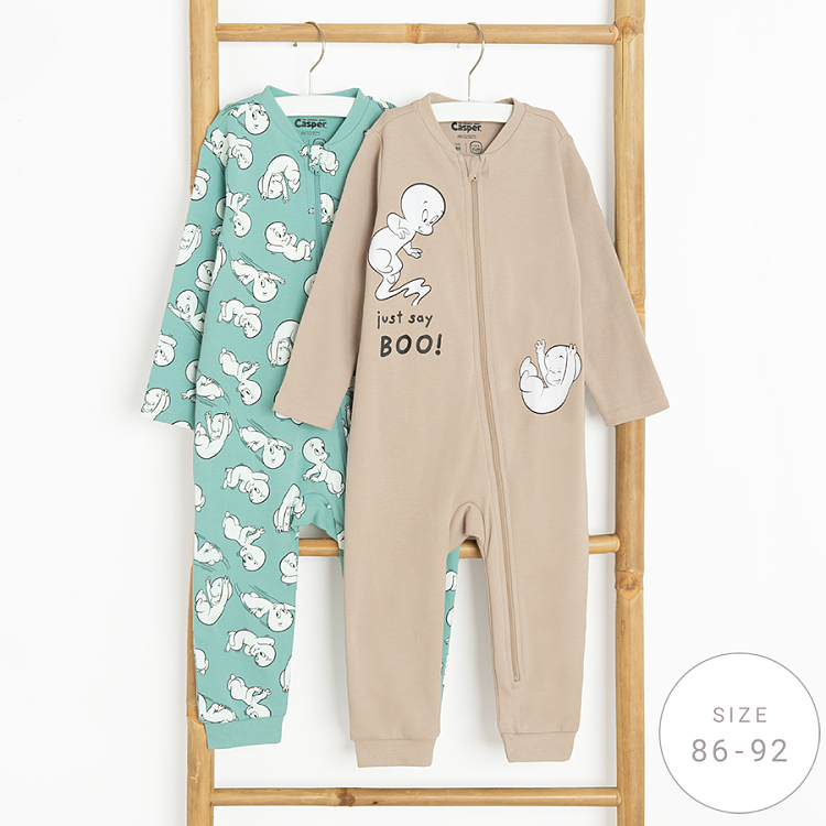 Casper the Ghost footed overall with side zipper- 2 pack