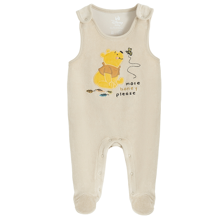Winnie the Pooh footed overall and grey long sleeve bodysuit set- 2 pieces