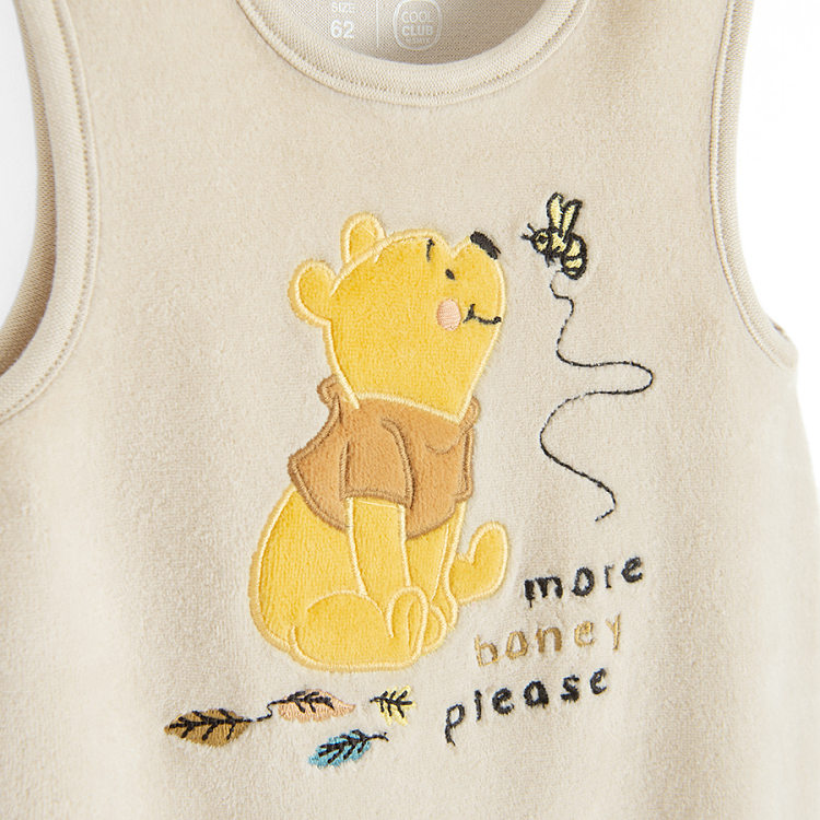 Winnie the Pooh footed overall and grey long sleeve bodysuit set- 2 pieces