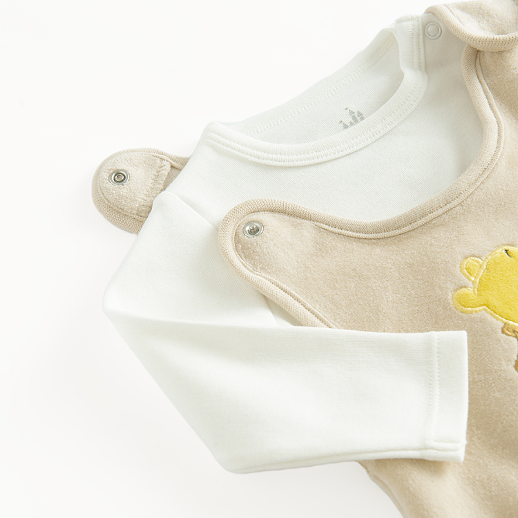 Winnie the Pooh footed overall and grey long sleeve bodysuit set- 2 pieces