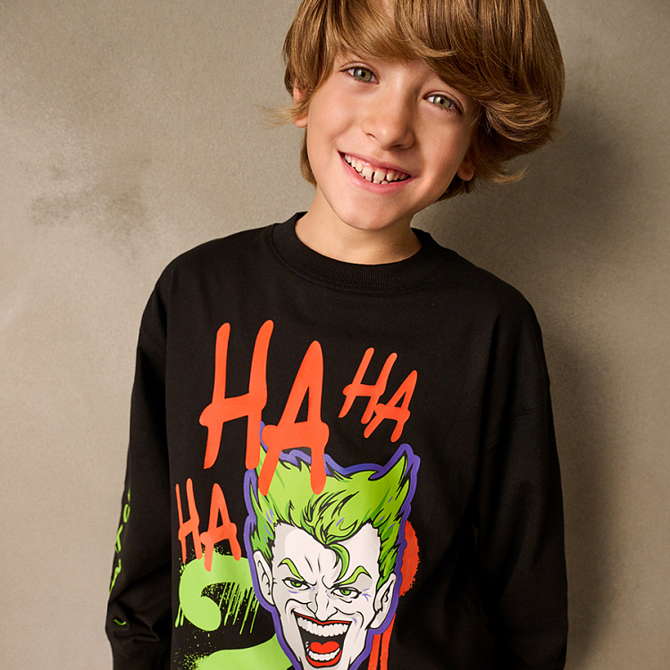 Μπλούζα μαύρη μακρυμάνικη με στάμπα Joker