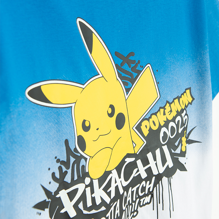 Μπλούζα μπλε και λευκή κοντομάνικη POKEMON