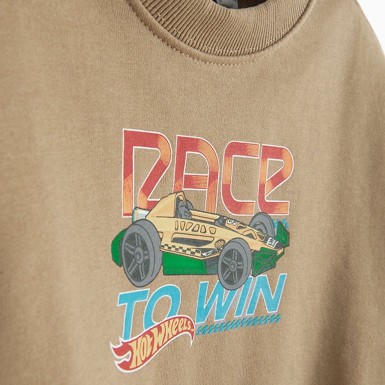 Φούτερ μπεζ με στάμπα HOT WHEELS
