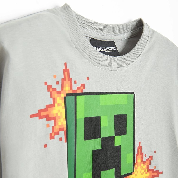 Μπλούζα μακρυμάνικη γκρι με στάμπα MINECRAFT