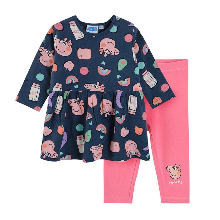 Peppa Pig long sleeve dress and leggings clothing set