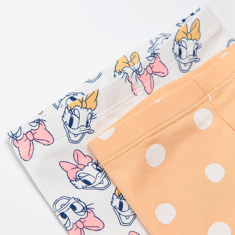 White Daisy Duck and yellow polka dot leggings 2-pack