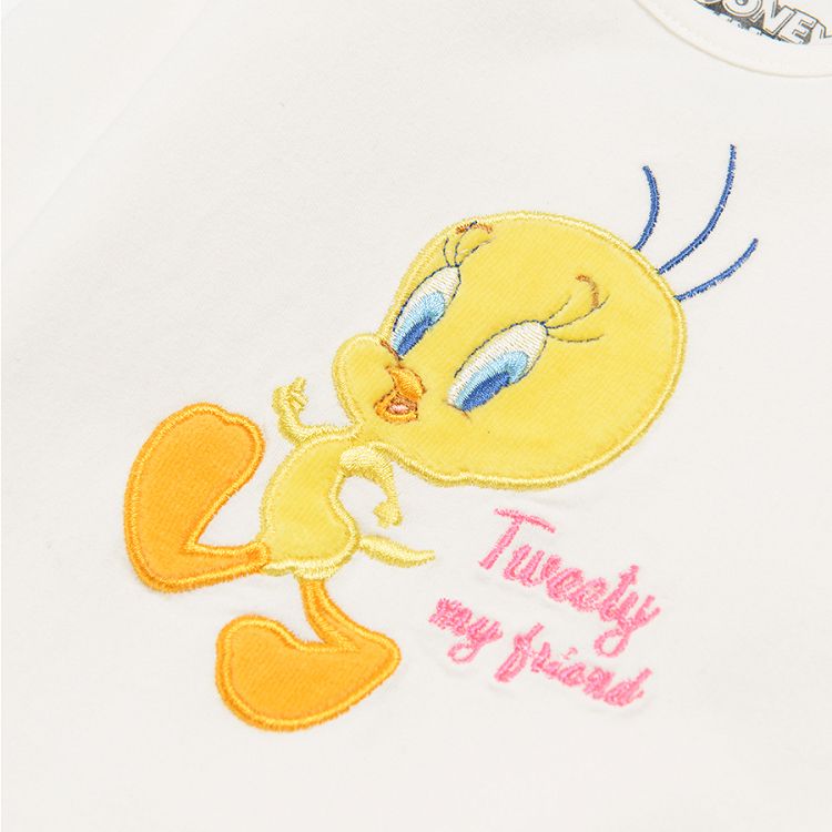 Φορμάκι μακρυμάνικο λευκό με στάμπα "Tweety"