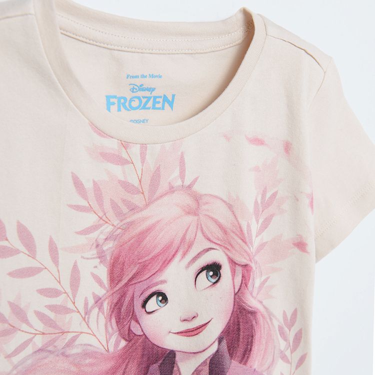 Μπλούζα κοντομάνικη μπεζ με στάμπα "Frozen"