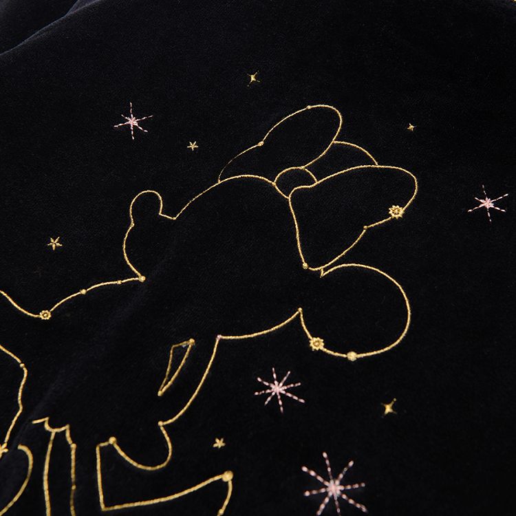 Ζακέτα μαύρη βελουτέ με φερμουάρ και στάμπα Minnie Mouse