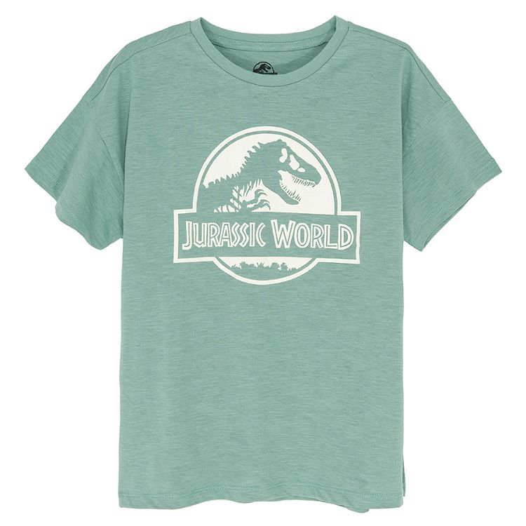 Μπλούζα κοντομάνικη πράσινη με στάμπα Jurassic World