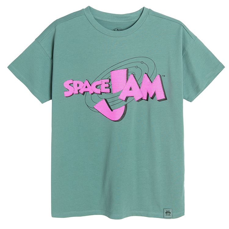 Space Jam turquoise short sleeve blouse