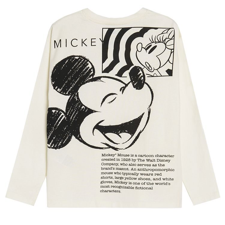 Μπλούζα μακρυμάνικη λευκή με στάμπα Minnie & Mickey Mouse