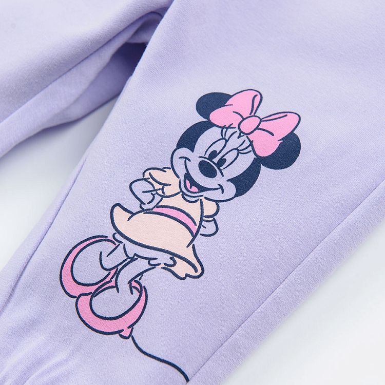 Φόρμα μωβ με λάστιχο και στάμπα Minnie Mouse