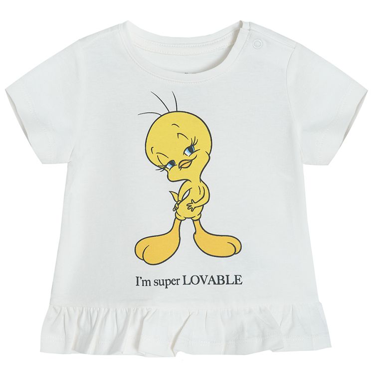 Σετ ροζ κολάν και λευκή μπλούζα με στάμπα Tweety