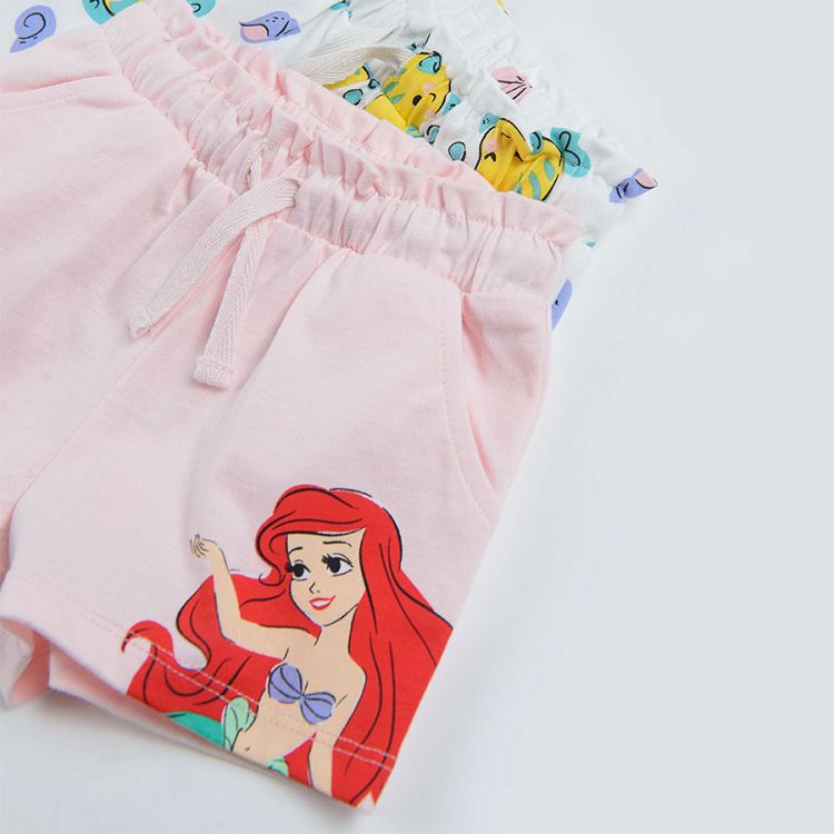 Princess Ariel white and pink shorts with adjustable waist - 2 pack