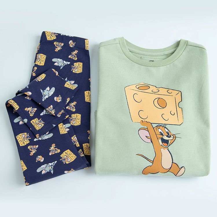 Tom and Jerry green sweatshirt and blue leggings set