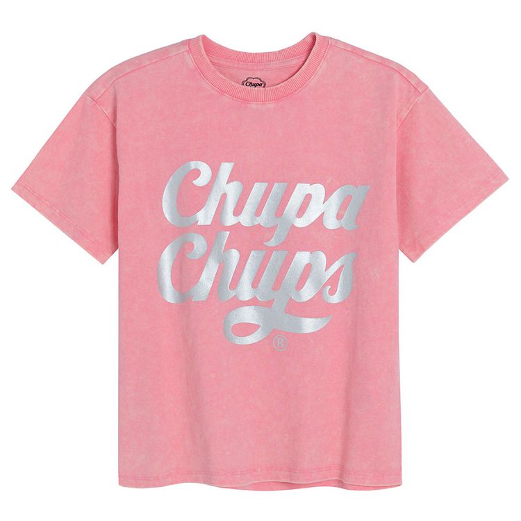 Μπλούζα κοντομάνικη ροζ με στάμπα chupa chups
