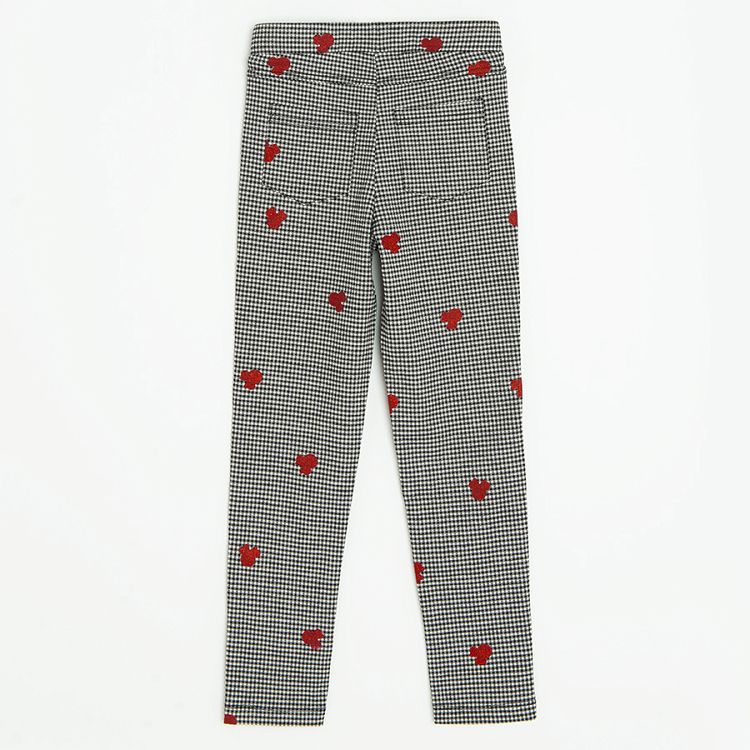 Minnie Mouse black checked jeggings with hearts print