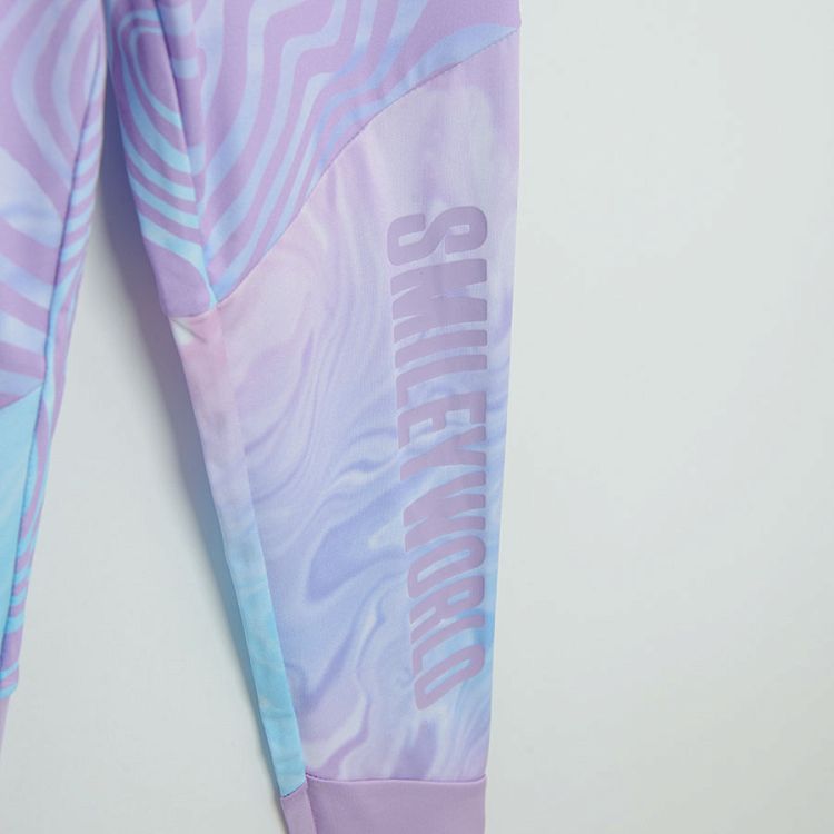 Κολάν μωβ με εφέ tie dye και στάμπα SMILE WORLD