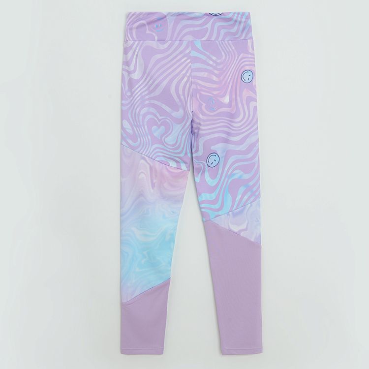 Κολάν μωβ με εφέ tie dye και στάμπα SMILE WORLD