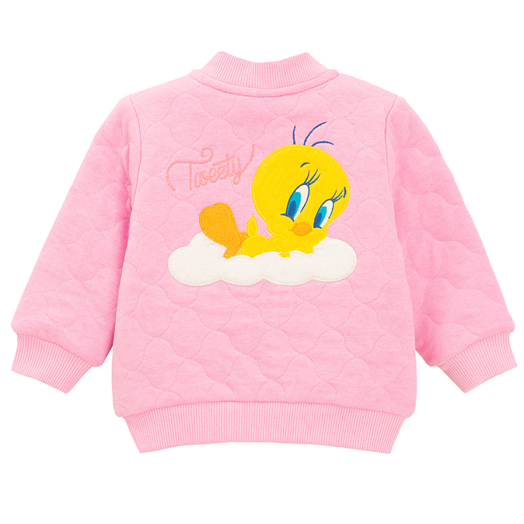 Ζακέτα ροζ με φερμουάρ και στάμπα TWEETY