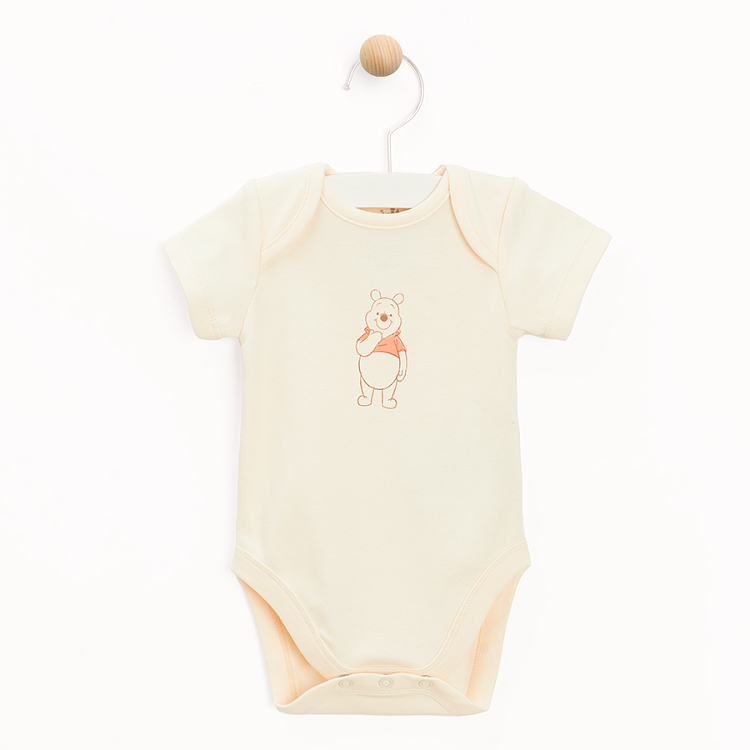 Winnie the Pooh white and 3 shades of pink short sleeve bodysuits- 4 pack