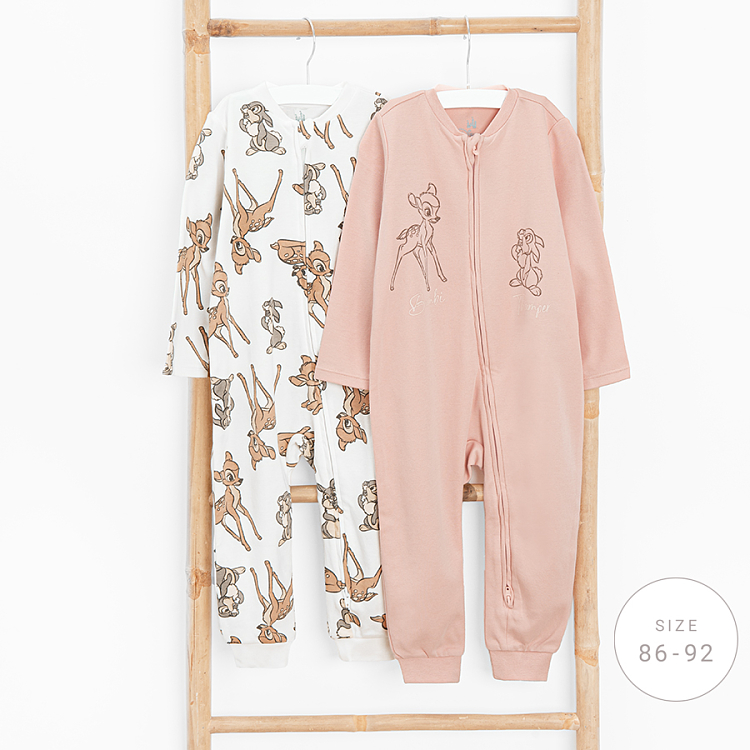 Bambi elephant white and pink  long sleeve bodysuits- 2 pack