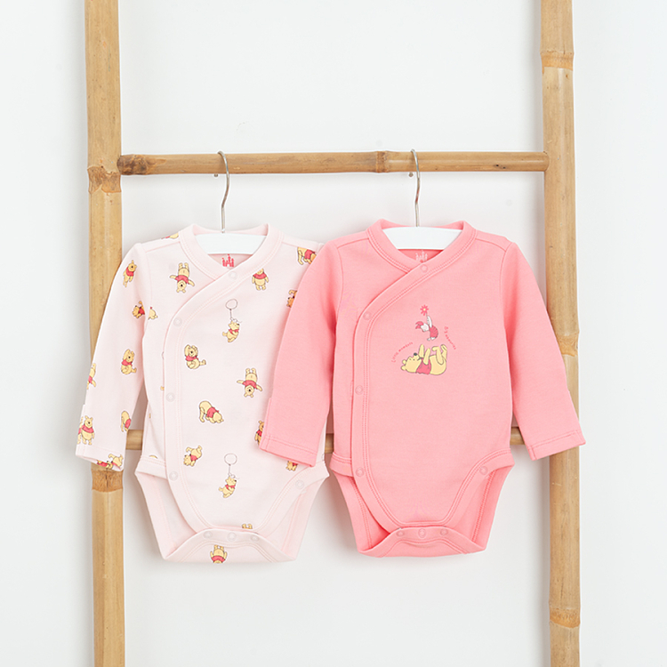 Winnie the Pooh pink and light pink long sleeve bodysuits- 2 pack