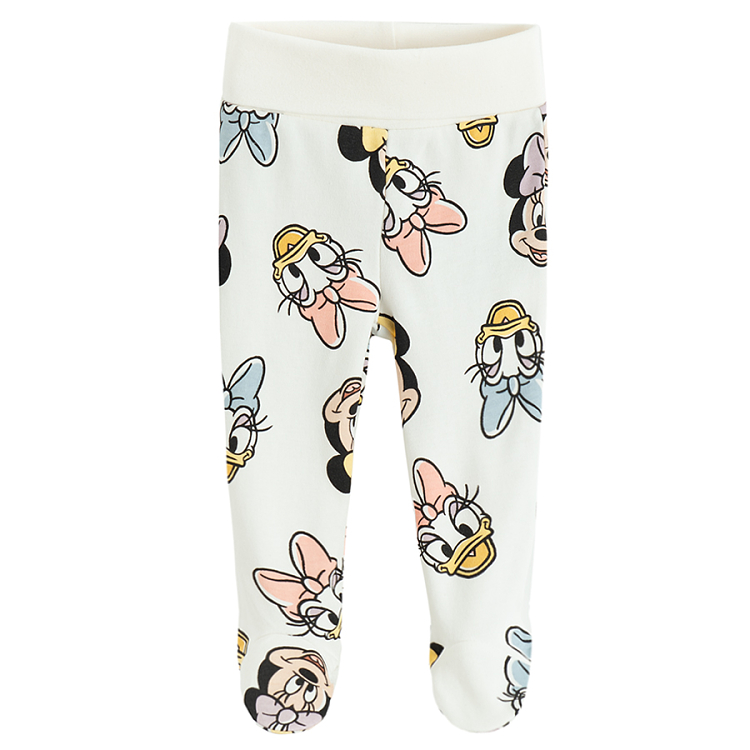 Minnie Mouse and Daisy Duck peach and cream footed leggings- 2 pack