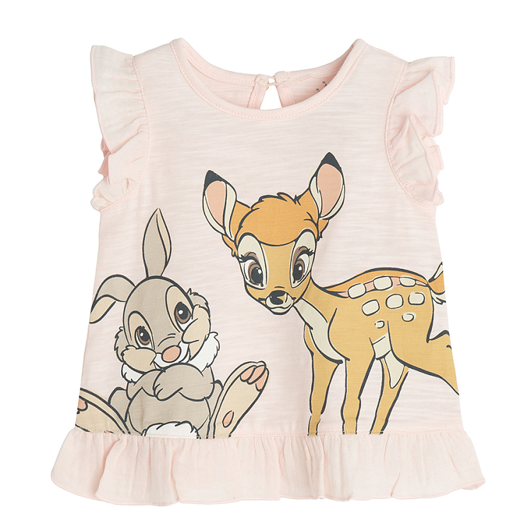 Bambi pink set, T-shirt and floral shorts