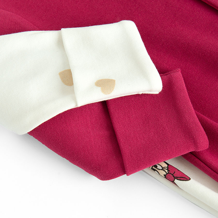 Minnie Mouse white and burgundy footed long sleeve overall- 2 pack