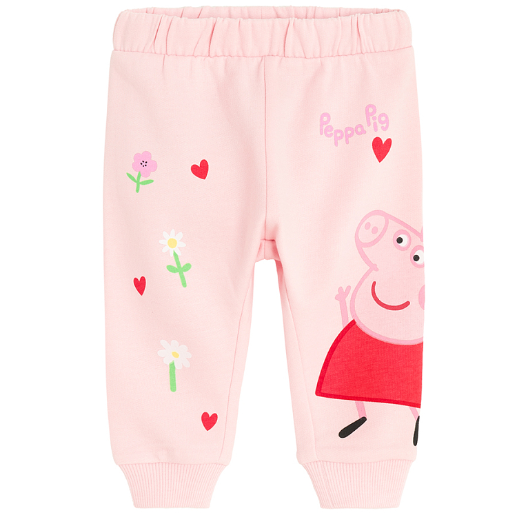 Φόρμα ροζ με στάμπα PEPPA PIG, καρδούλες και λουλούδια