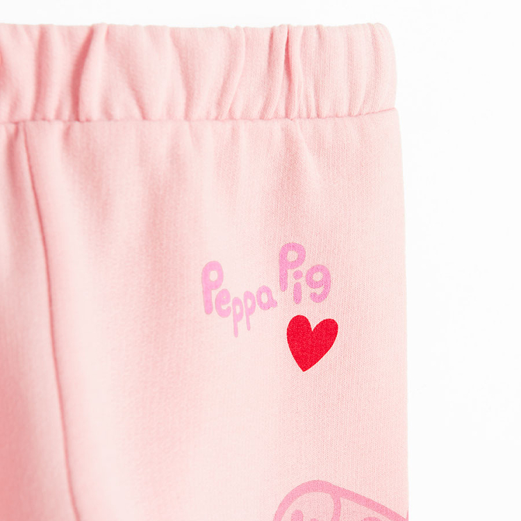 Φόρμα ροζ με στάμπα PEPPA PIG, καρδούλες και λουλούδια