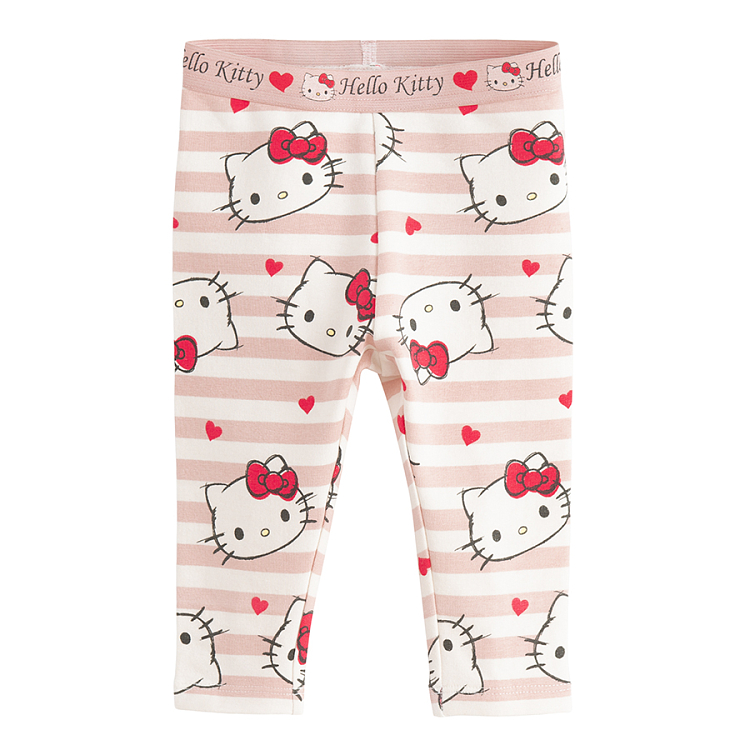 Κολάν ροζ λευκό ριγέ με στάμπα καρδούλες HELLO KITTY