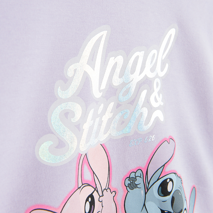 Ζακέτα φούτερ λιλά με κουμπιά LILO & STITCH