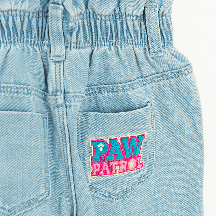Παντελόνι τζιν με λάστχο στη μέση και κουμπί και κεντημένη στάμπα PAW PATROL