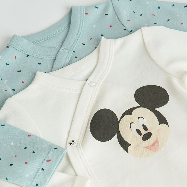 Mickey Mouse white and blue long sleeve bodysuits- 2 pack